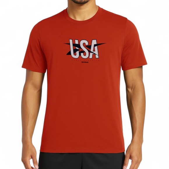 Reebok Men's USA Graphic T-Shirt Tee Crewneck Short Sleeve Patriotic Red Large - Picture 1 of 5